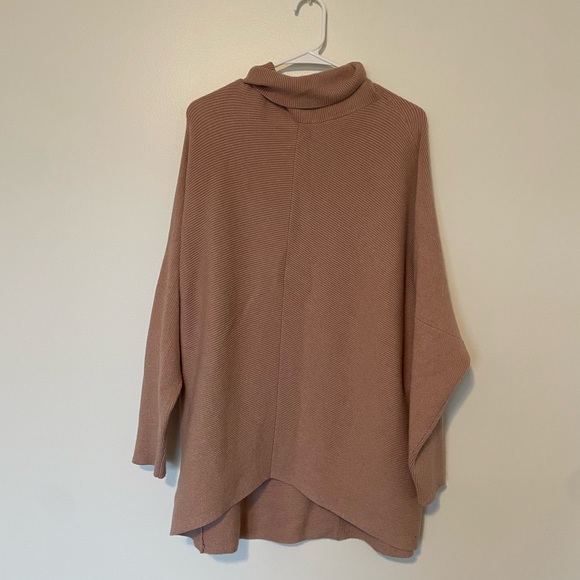 Tan Ribbed Oversized Turtleneck - Picture 4 of 5